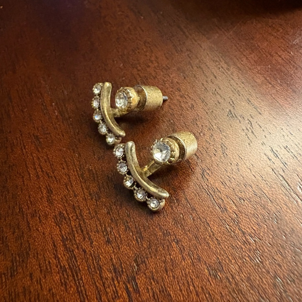 Bronze Crystal lobe hugging  Earrings